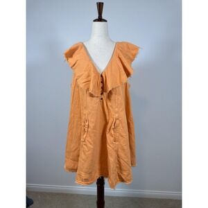 Pilcro Anthropologie Dress Womens Large Orange V Neck Sleeveless Boho Sundress